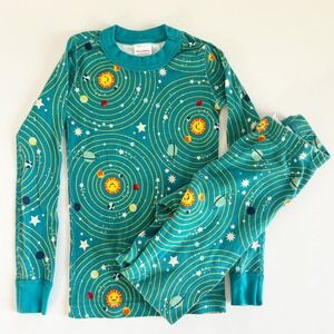 Hanna Andersson Kids Teal Solar System Space Organic Cotton Pajamas Size 6-7